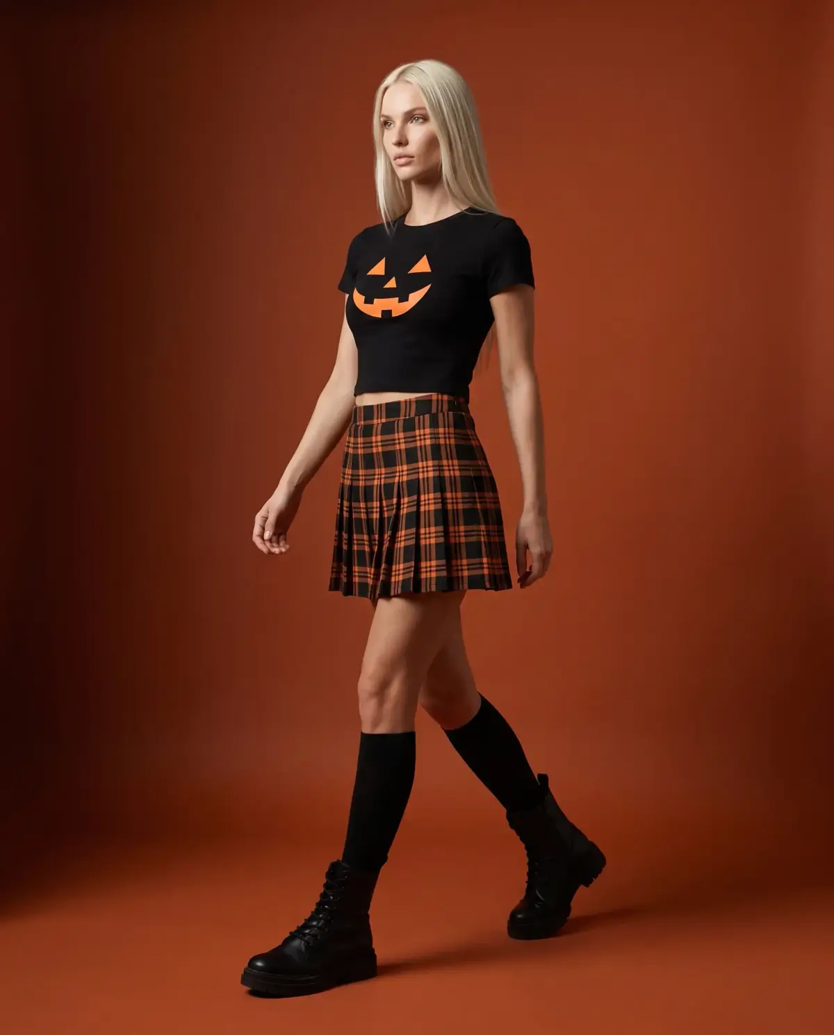 Lovedrunk Halloween Crop Top mit Kürbis Motiv